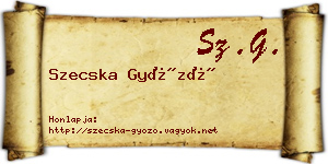 Szecska Győző névjegykártya